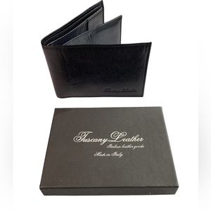New in Box Italian Black Leather Wallet. AC